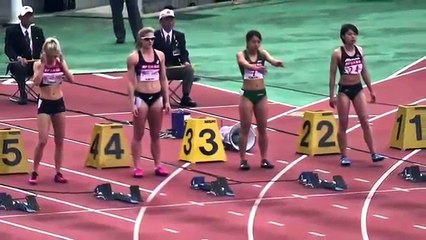 【女子陸上】美人アスリートの緊張！集中力最高潮スタート前の準備運動