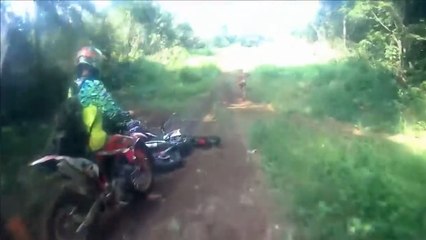 Un motard se fait renverser par un pygmée en pleine forêt