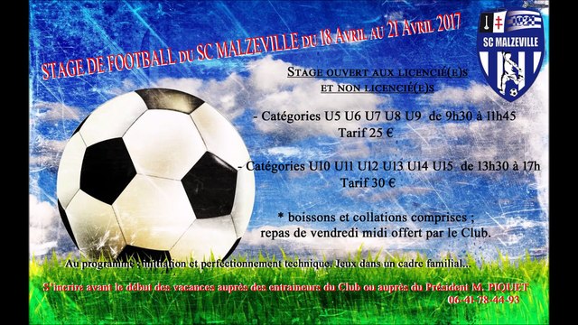 STAGE DE FOOT du SCM - Vacances de Pâques du 18 au 21 Avril 2017