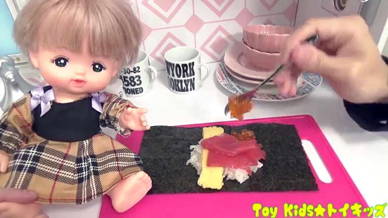 メルちゃん アニメおもちゃ 手巻き寿司を作ってみたよ❤クッキング キッチン 料理  Toy Kids トイキッズ animation anpanman