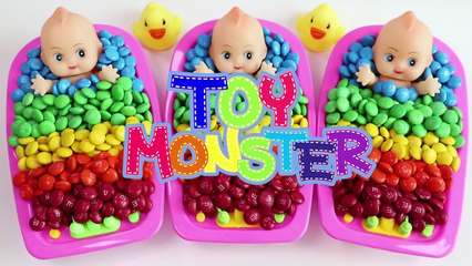 Learn Colors M&Ms Chocolate Baby Doll Bath Time nursery rhymes Finger Song For Children-JQbzdF7g3GA