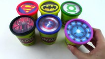 Learn Colors Play Doh Cups Modelling Clay Toys MARVEL AVENGERS, IRON MAN, CAPTAIN AMERICA, SPIDERMAN-Q7