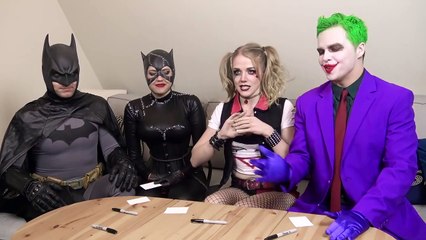 Batman, Joker - SUPERHERO MOVIE CHALLENGE! Harley Quinn, Catwoman-qu