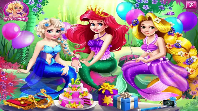 Disney Princesses Elsa, Ariel and Ra ress Up Game - Ariel's Birthday Party