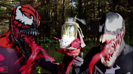 Frozen Elsa TURNS INTO VENOM!!  w/ Spiderman Joker Anna Pink Spidergirl Kid School! Superhero Fun :)