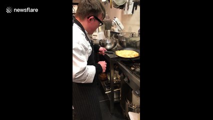 Chef with Down's syndrome flips pancakes like a pro