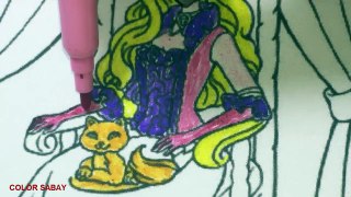How To Draw Barbie Princess Dress - Barbie Coloring Pages with Colored Markers