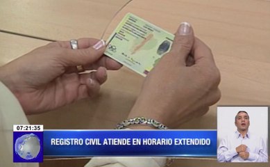 Registro Civil atiende en horario extendido