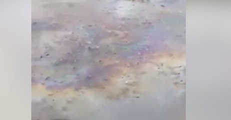 Petrol Glistens on Floodwaters Flowing at Lismore Woolworths