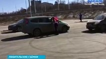 Male driver is dragged from his car by Russian powerlifter _ Daily Mail Online