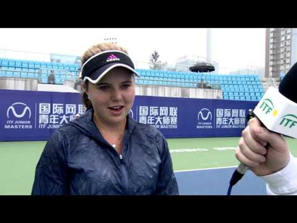 Kayla Day talks after her first round victory