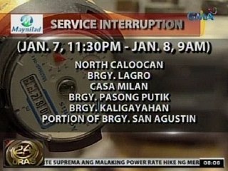 24Oras: Ilang lugar sa Caloocan at Quezon City, mawawalan ng tubig
