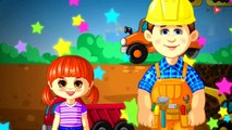 The Red Dump Truck, Crane and Excádasdavator - Diggers and Builder - Vehicle & Car Cartoons for chil