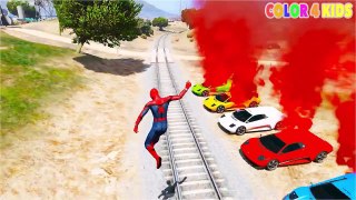 LEARN COLORS with Color Super Cars & Spiderman in Cartoon for Kids _ Education Learning Video