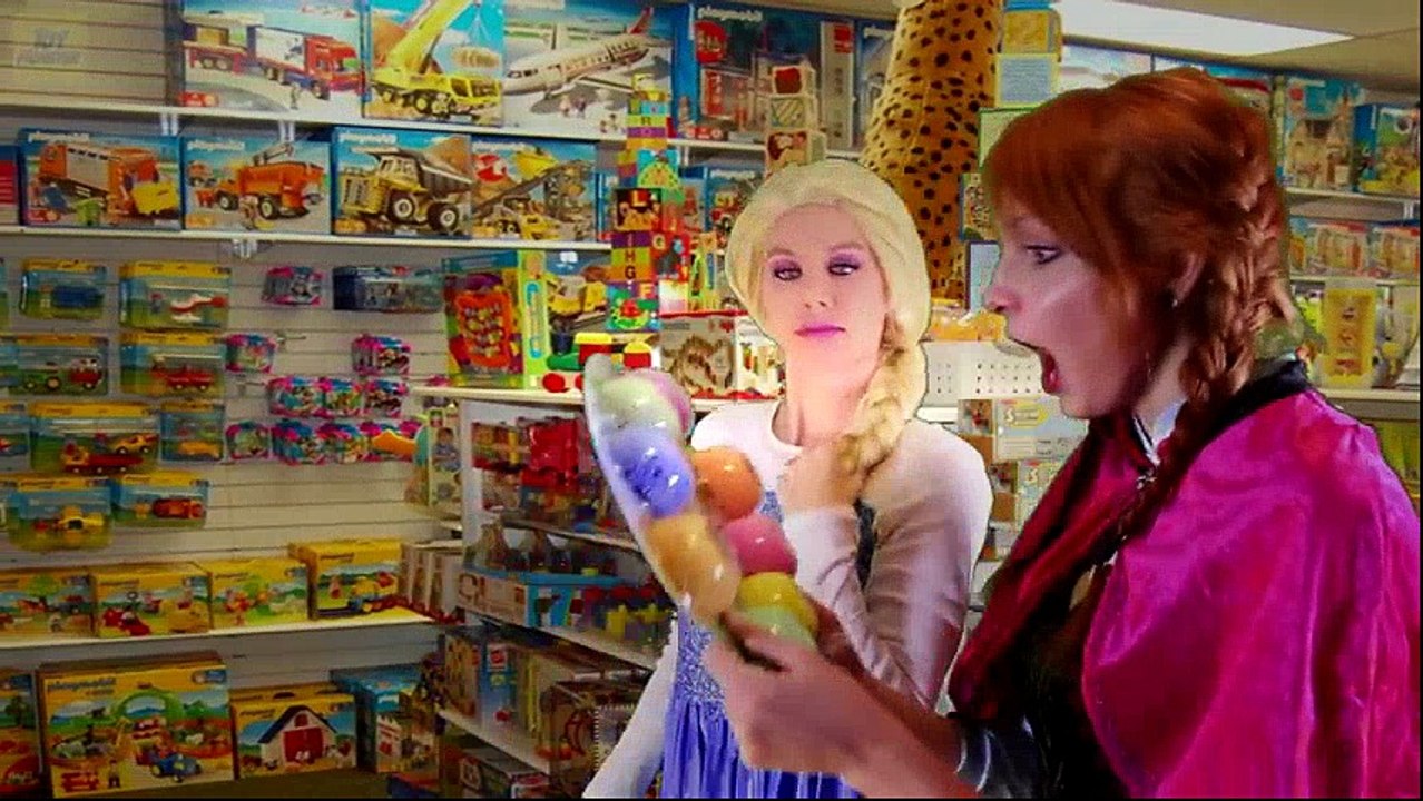 Frozen Elsa & Anna at the TOY STORE! w/ Spiderman Joker Maleficent Pink Spidergirl Superhero Fun IRL