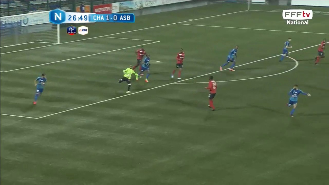 Coup franc directement dans les bras du gardien.