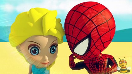 Spiderman Baby FAKE DEATH in Sand At The Beach w/ Frozen Elsa Fun Snow White WORRY Real Life [3D]
