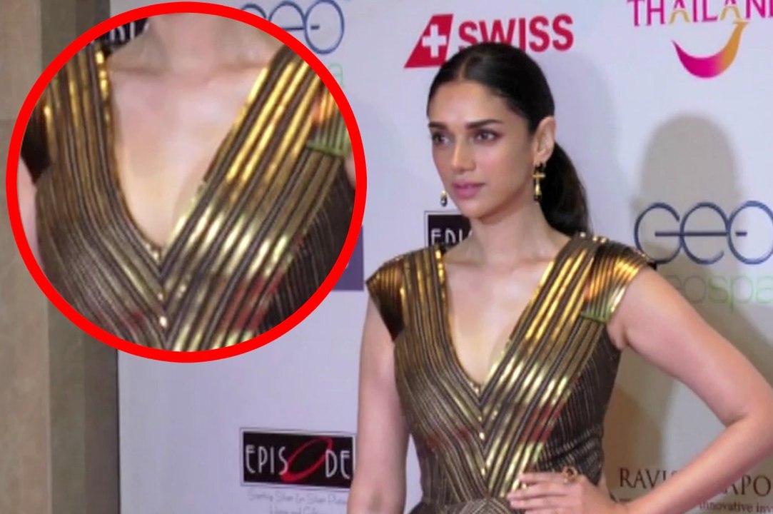 Aditi Rao Hydari Low Neck Metallic Gown