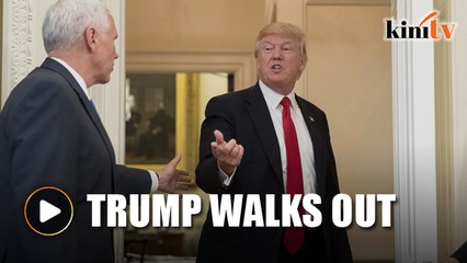 Trump leaves ceremony without signing executive orders