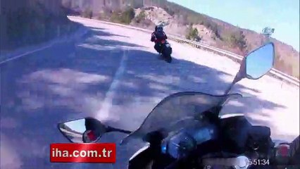 Kastamonu’da motosiklet kazası kask kamerasında!