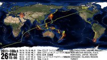 2011年の世界の地震 分布図 World earthquakes 2011 Visualization map (2012-01-01)