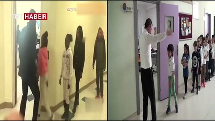 Öğrencileriyle farklı şekilde selamlaşan yerli öğretmen