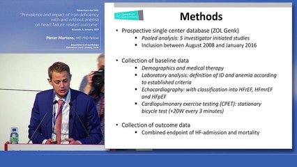 4.Prevalence and impact of iron deficiency with and without anemia on heart failure related outcome. Dr P.Martens (ZOL Genk)