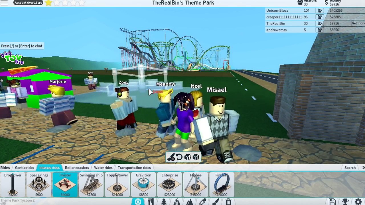 Bin's First Theme Park Tycoon! Roblox Gameplay! Bins Toy Bin-visAdXrIoro