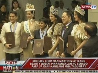 Michael Christian Martinez at ilang beauty queen, pinarangalan ng Senado