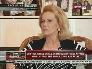 Cristina Ponce Enrile, inaming muntik na niyang hiwalayan si Sen. Enrile dahil kay Reyes