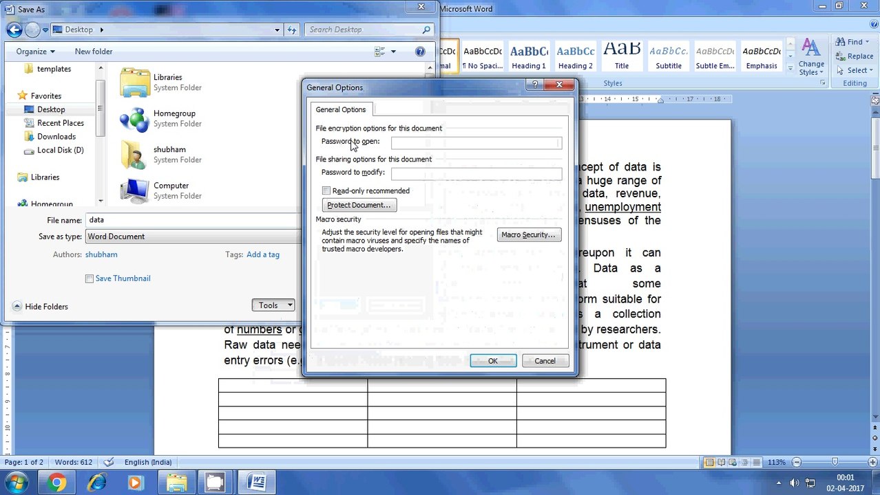 How to Protect MS WORD (2007-2010) Document with a password to open it