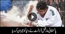 Pakistani martial arts expert crushes 77 drink cans