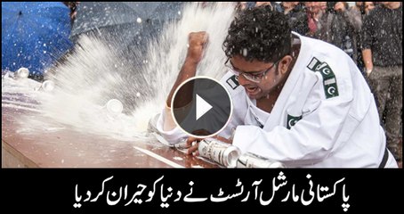 Pakistani martial arts expert crushes 77 drink cans