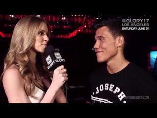 GLORY Girl Elle Evans talks to Bazooka Joe Valtellini at GLORY Last Man Standing