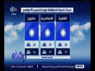 غرفة الأخبار | تعرف على حالة الطقس ليوم الخميس 10 نوفمبر