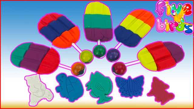 Play-doh Ice Cream Rainbow Toys For Kids Learn Colors with Lollipops - Five Birds