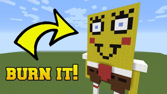 PAT AND JEN PopularMMOs Minecraft: IS THAT SPONGEBOB BURN HIM!!!