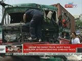 QRT: Driver ng cargo truck, naipit ng sumalpok sa nakaparadang garbage truck