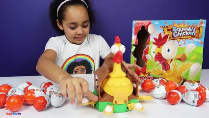 Squeaky Chicken Toy Challenge Game - Chocolate Kinder Surprise Eggs - Surprise Toys For Kids-BqTvI-n2Gfg