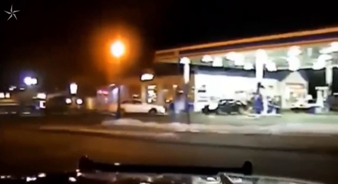 Dashcam Captures Cop Car's Head On Collision With Pickup Truck