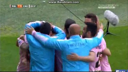 1-0 Geancarlo Gonzalez Scores with Knee - Palermo vs Cagliari Serie A 02.04.2017