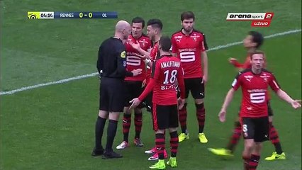 Rami Bensebaini RED CARD HD  - Rennes  vs   Lyon - (02-04-2017)
