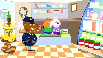 Fox Family - Snowballs - Ice rink - Angry man - Cartoon for kids