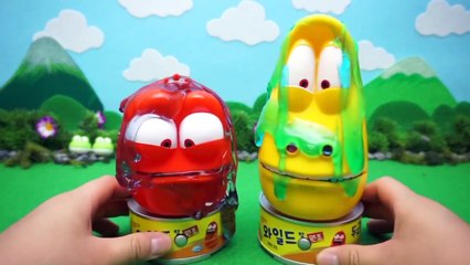 Jelly liquid monster eating Lava toy and Pororo toy play-_1i01LJnFSA