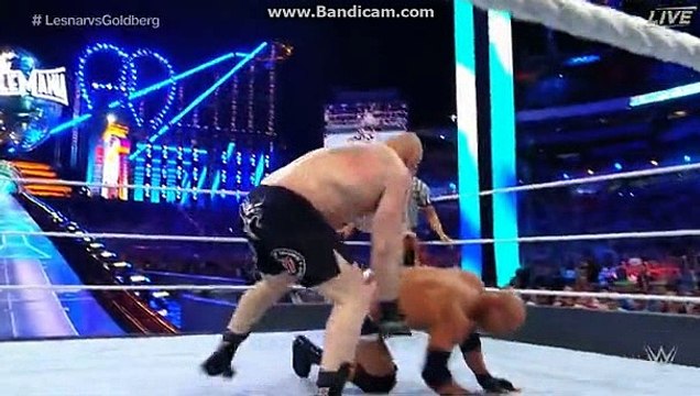 Wrestlemania 32 Brock Lesnar 3 suplexes and Goldberg 3 spears