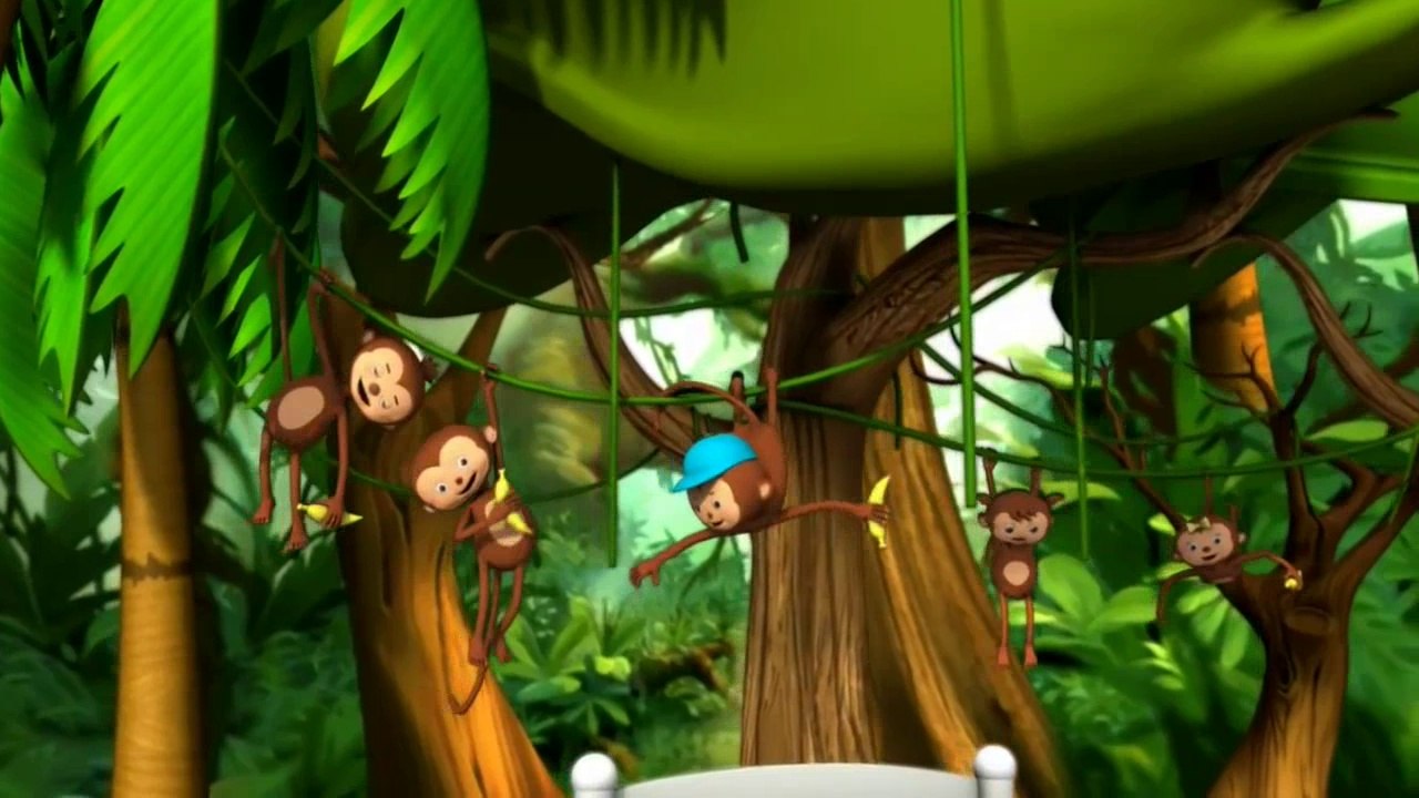 Five Little Monkeys Jumping On The Bed 3D Animation English Nursery ...