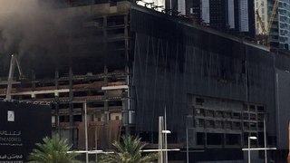 Fire in Dubai Building near Burj Khalifa