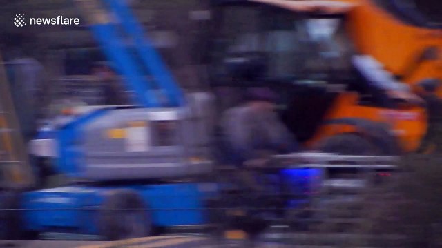 Chimney sweeps ride across St James' Park on Mary Poppins filming set