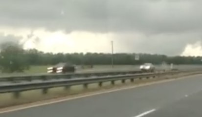 Apparent Tornado Storms Over Central Louisiana Town