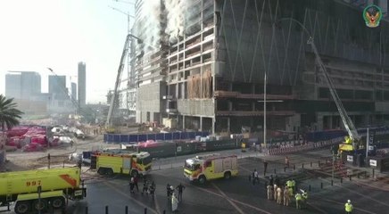 Aerial Footage Shows Fire Personnel Controlling the Blaze Near Burj Khalifa